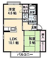 シャーメゾン神野 2LDKの間取図画像
