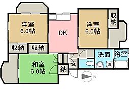 神野マンション 3DKの間取図画像