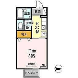 アベニューハタダ3B 1Kの間取図画像