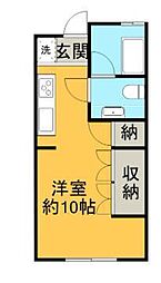 メゾンFlowrior ワンルームの間取図画像