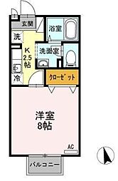 コーポラスダイクヤ 1Kの間取図画像