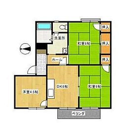 メゾントレビ2 3DKの間取図画像