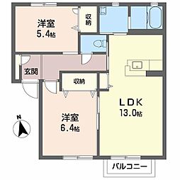 シャーメゾンManabe 2LDKの間取図画像