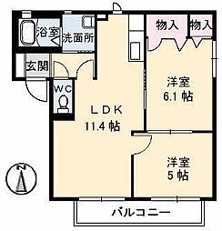 シャーメゾン鈴木 2LDKの間取図画像