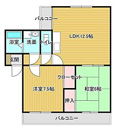 メゾン・一忠 2LDKの間取図画像