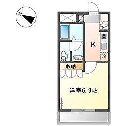 サン・ヴェルディ東雲 1Kの間取図画像