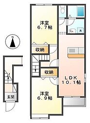 アンレーヌシャトレーン 2LDKの間取図画像