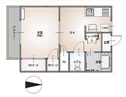 ウエストハイツS 1DKの間取図画像