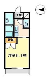 リバティーコートK・2 1Kの間取図画像