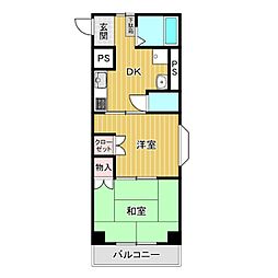 マルイブーゲンビリア 2DKの間取図画像
