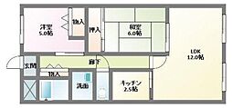 スカール喜多川B棟 2LDKの間取図画像