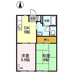 リッツハウス古川 2Kの間取図画像