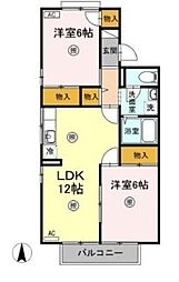 リッツハウス新堀A 2LDKの間取図画像