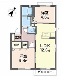シャーメゾン南川A 2LDKの間取図画像