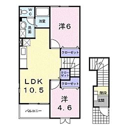 ラフレシール1 2LDKの間取図画像