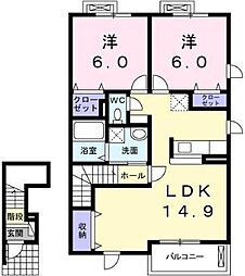 プチ・シャトーA 2LDKの間取図画像