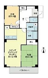 フォブール喜多町 2LDKの間取図画像
