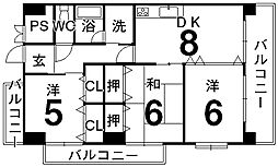 クレストM 3DKの間取図画像