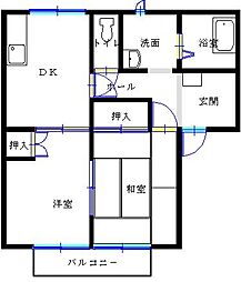 ヴィラチャーリーA 2DKの間取図画像