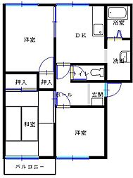 ハイツフリーダB 3DKの間取図画像