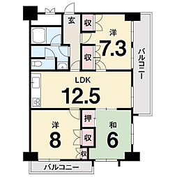 第21ビル西宝町ニューマンション 3LDKの間取図画像