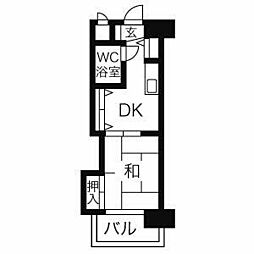 ダイアパレス新居浜 1DKの間取図画像