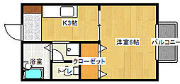ルカハウス庄内 1Kの間取図画像