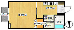 メゾントレビ11 1Kの間取図画像