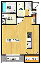 ロイヤルせと 1階1Kの間取り