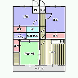 第5水野マンション 3LDKの間取図画像