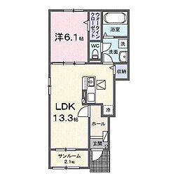 フェリス・ファミリアII 101 1LDKの間取図画像