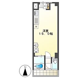 高知市上町5 1R 6F(初期費用減額CP) 6階ワンルームの間取り