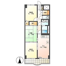 高知市河ノ瀬町　3DK　2F（P1台込・南向・禁煙） 2階3DKの間取り