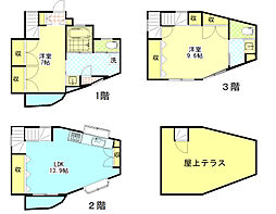 神泉ハウス 1階2LDKの間取り