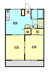 サンライフ大谷 2DKの間取図画像