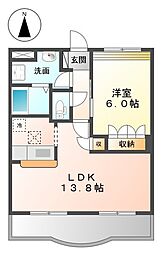 ディア・ベルジュ2 1LDKの間取図画像
