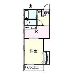 南宝永町1K 5階1Kの間取り