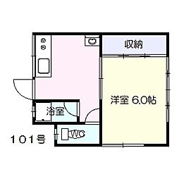 第一杉村ハイツ 1Kの間取図画像