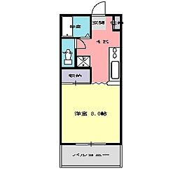 ハバナムーン 3階1Kの間取り