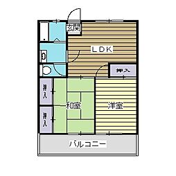 ハイツ南国 2LDKの間取図画像