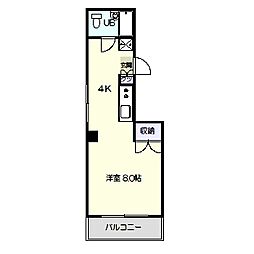 ベルハウス九反田 2階1Kの間取り