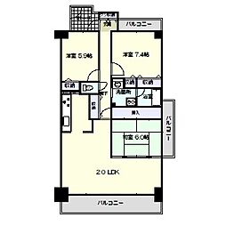 サーパス高須二番館 3LDKの間取図画像