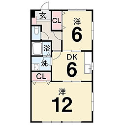 ダイヤモンドハイツみかづき 2DKの間取図画像