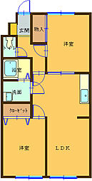 ダイヤモンドハイツみかづき 2LDKの間取図画像