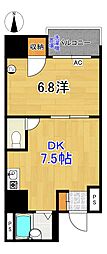 上町シティガーデン 1DKの間取図画像