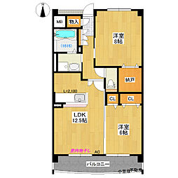 ヴィラ ブリック 3階2LDKの間取り