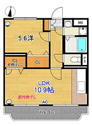 マリベール比島 1LDKの間取図画像