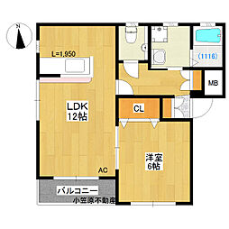 メリベル1 1LDKの間取図画像