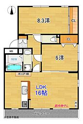 ヴィラージュ 2LDKの間取図画像