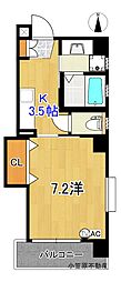 エスポワール大川筋 1Kの間取図画像
